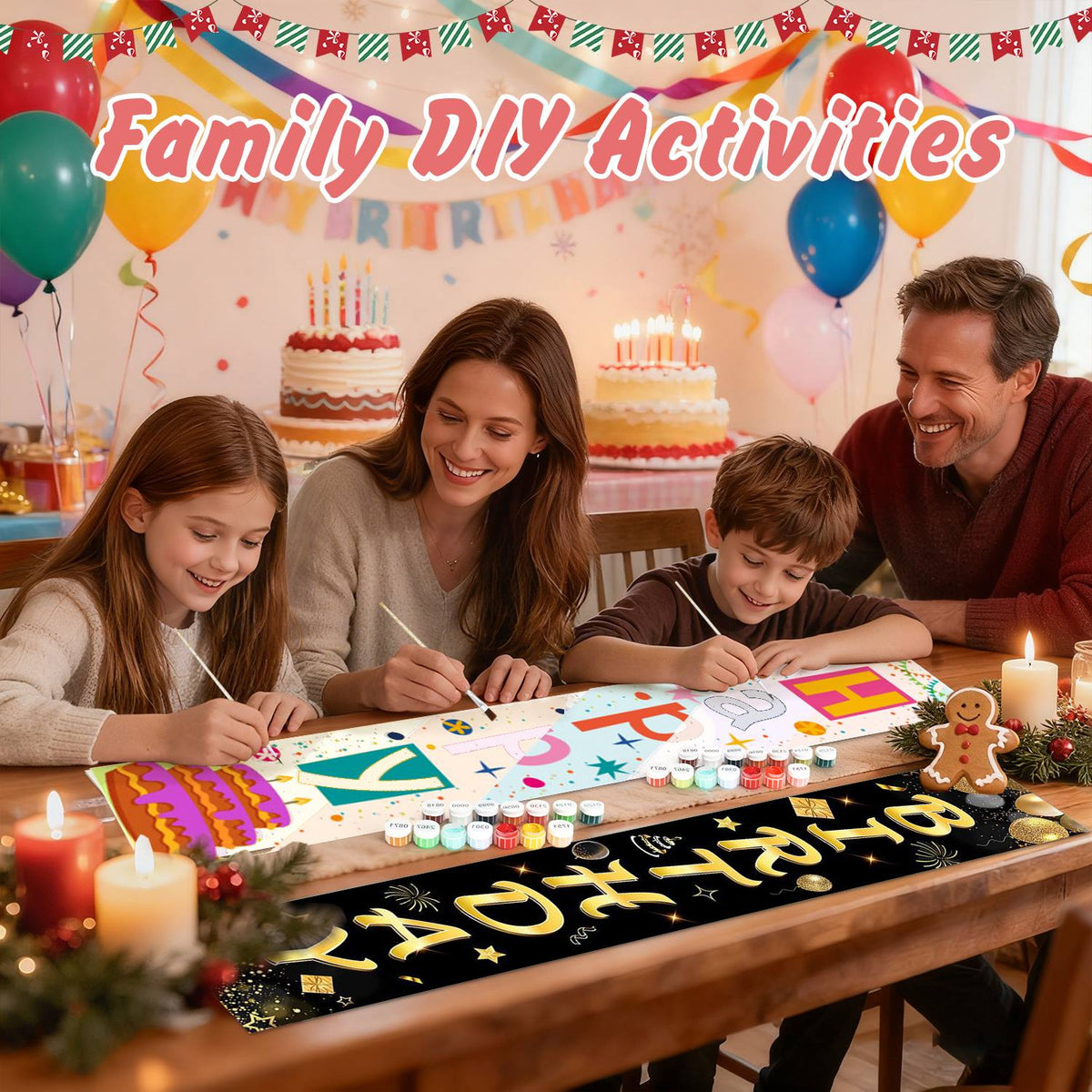 Black and Gold Birthday Wishes (Paint by Numbers Door Banners)
