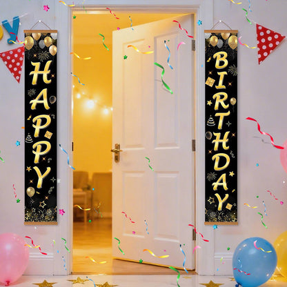 Black and Gold Birthday Wishes (Paint by Numbers Door Banners)