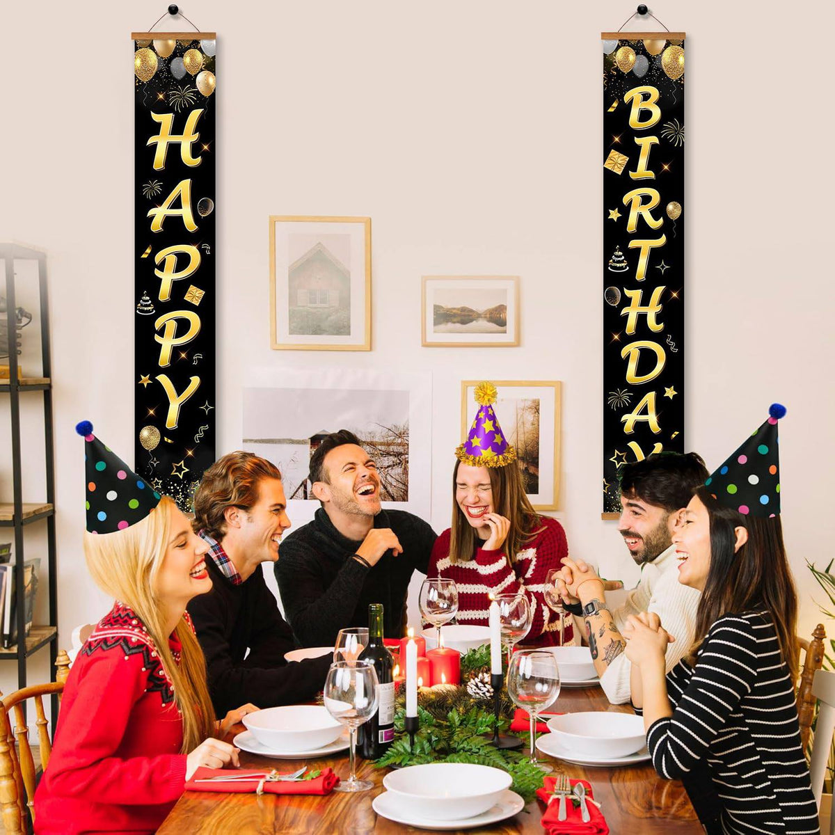 Black and Gold Birthday Wishes (Paint by Numbers Door Banners)