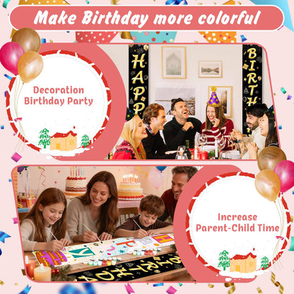 Black and Gold Birthday Wishes (Paint by Numbers Door Banners)