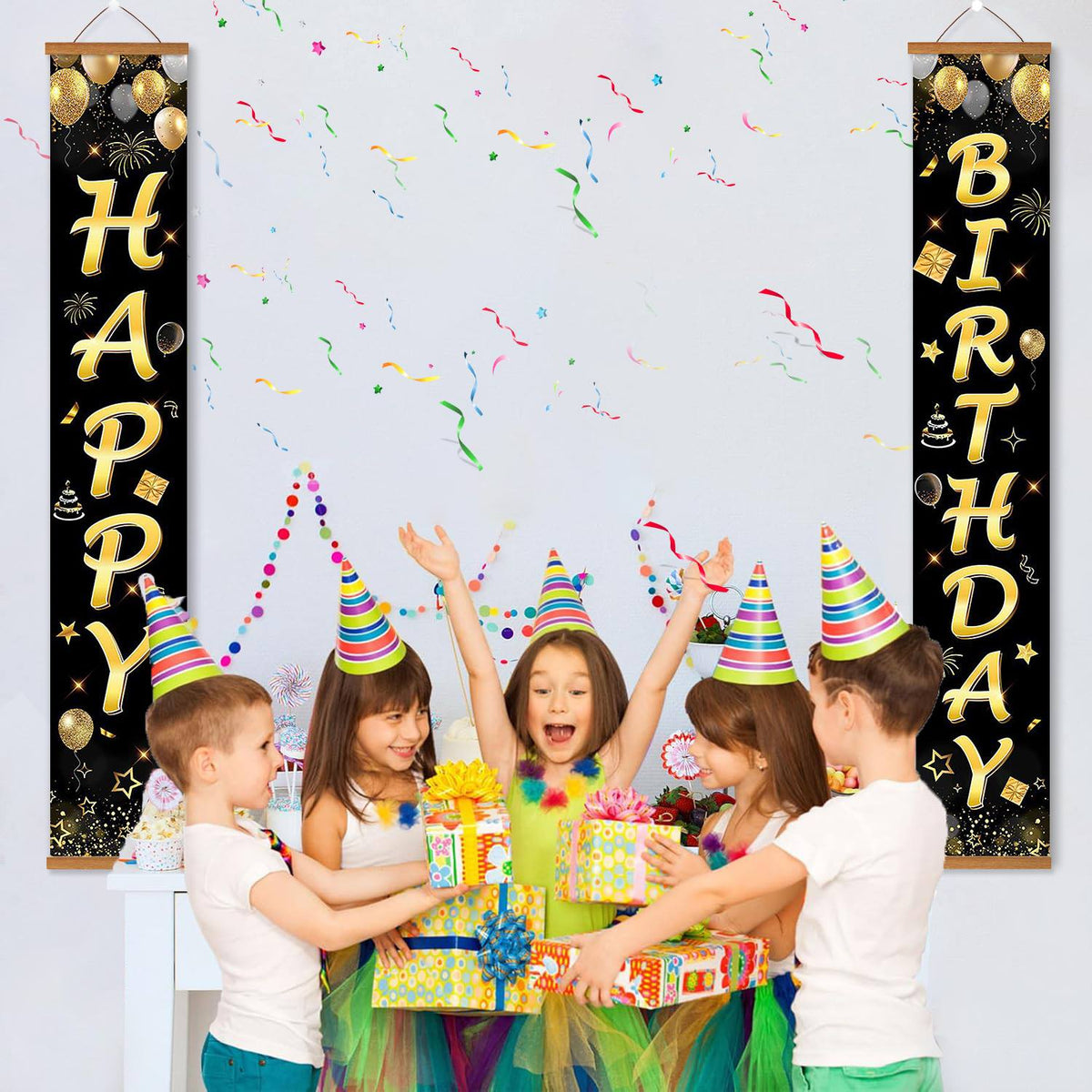 Black and Gold Birthday Wishes (Paint by Numbers Door Banners)