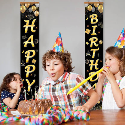 Black and Gold Birthday Wishes (Paint by Numbers Door Banners)