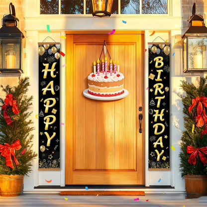 Black and Gold Birthday Wishes (Paint by Numbers Door Banners)