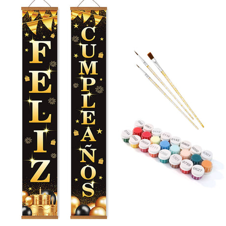 Golden Birthday Celebration (Paint by Numbers Door Banners)