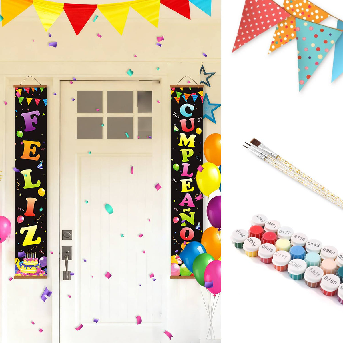 Bright Birthday on Black (Paint by Numbers Door Banners)