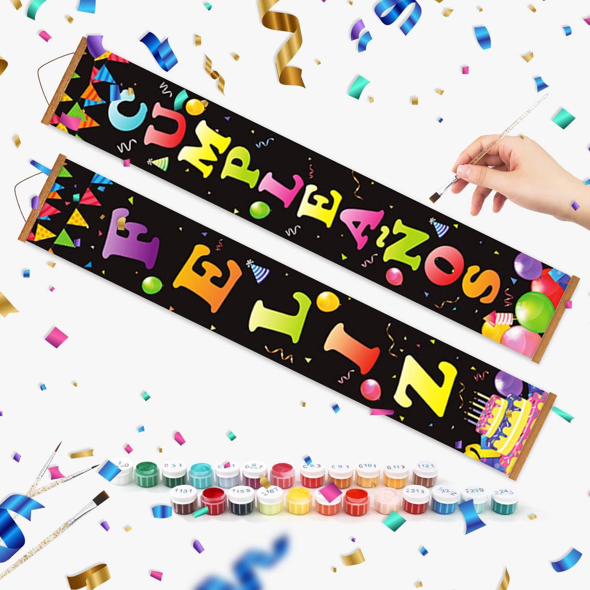 Bright Birthday on Black (Paint by Numbers Door Banners)