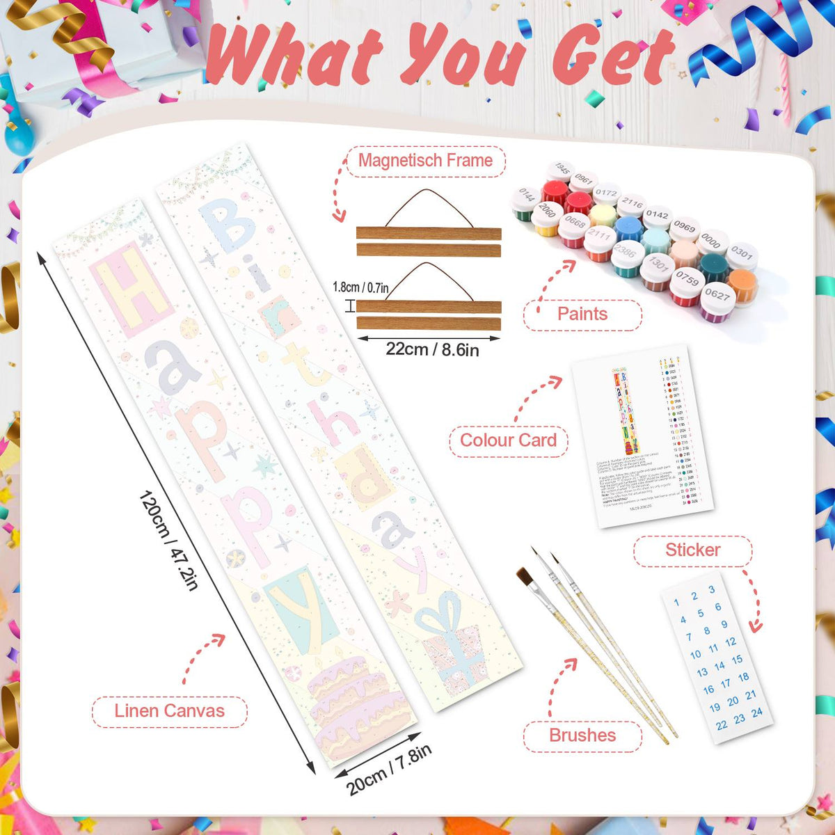 Bright Birthday on Black (Paint by Numbers Door Banners)