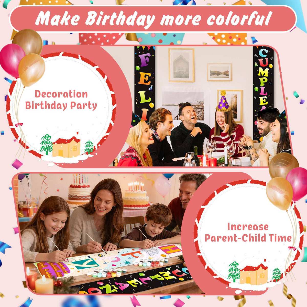 Bright Birthday on Black (Paint by Numbers Door Banners)