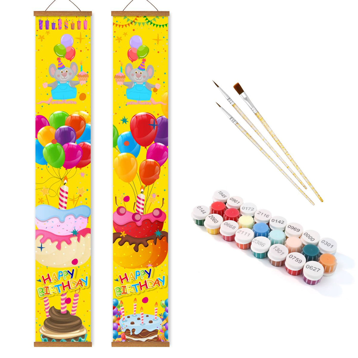 Balloons and Birthday Cake (Paint by Numbers Door Banners)