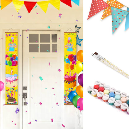 Balloons and Birthday Cake (Paint by Numbers Door Banners)