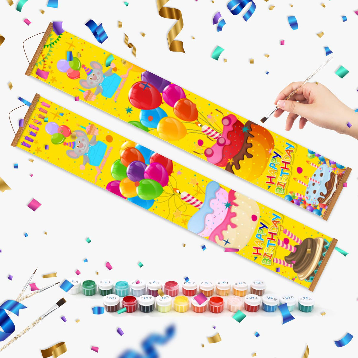 Balloons and Birthday Cake (Paint by Numbers Door Banners)