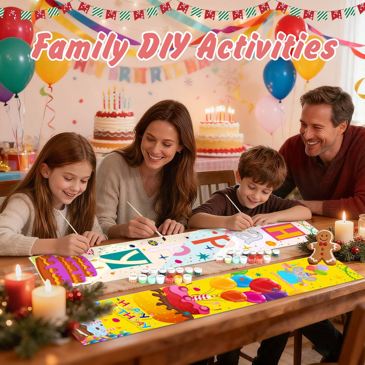 Balloons and Birthday Cake (Paint by Numbers Door Banners)