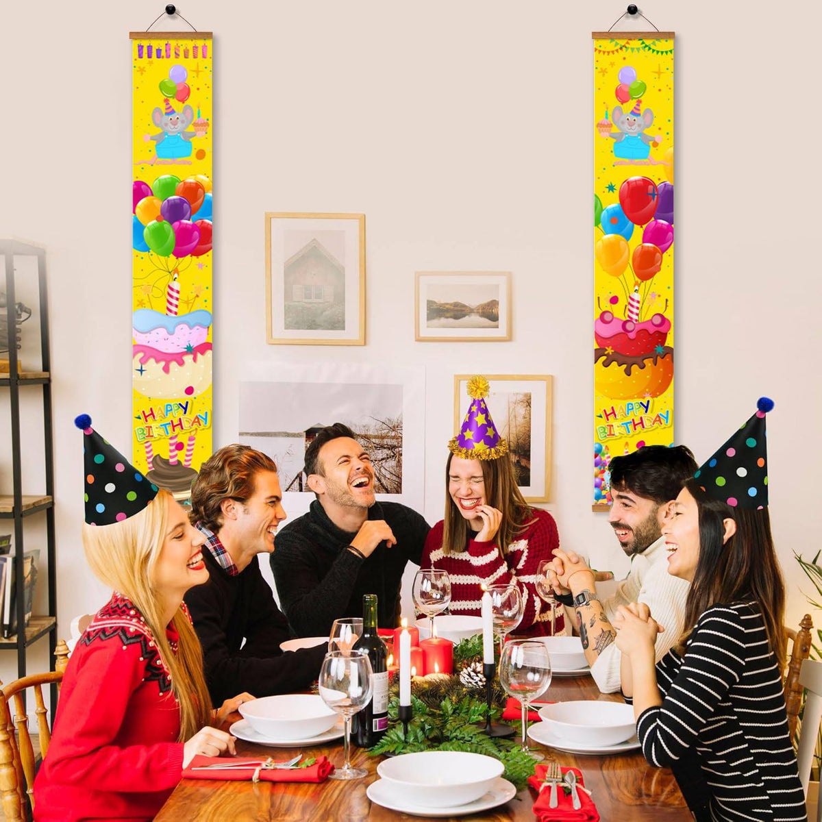 Balloons and Birthday Cake (Paint by Numbers Door Banners)