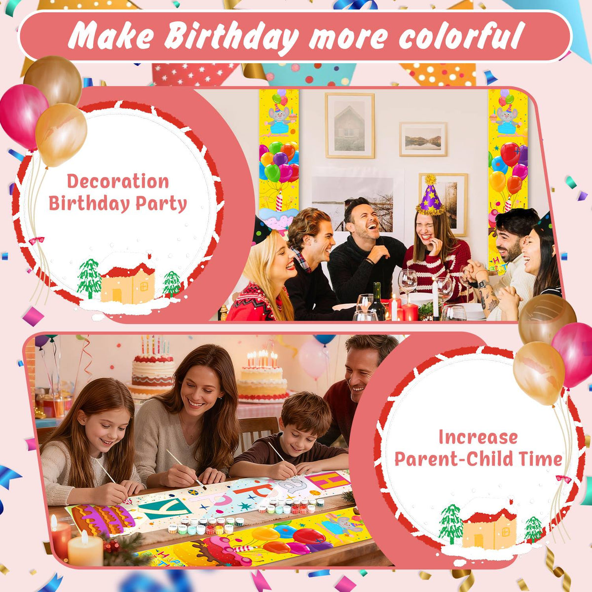 Balloons and Birthday Cake (Paint by Numbers Door Banners)