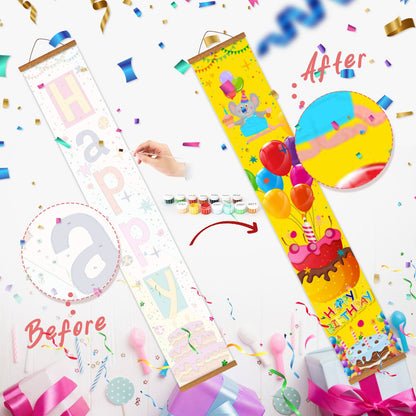 Balloons and Birthday Cake (Paint by Numbers Door Banners)