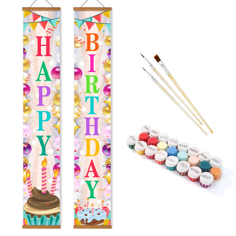 Pastel Birthday Cake (Paint by Numbers Door Banners)