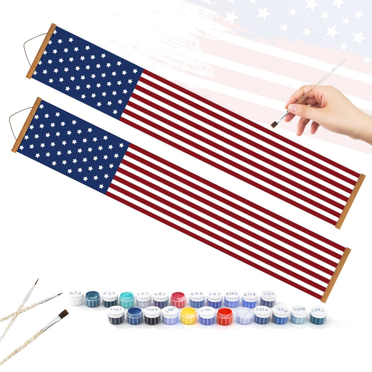 American Flag Pair (Paint by Numbers Door Banners)