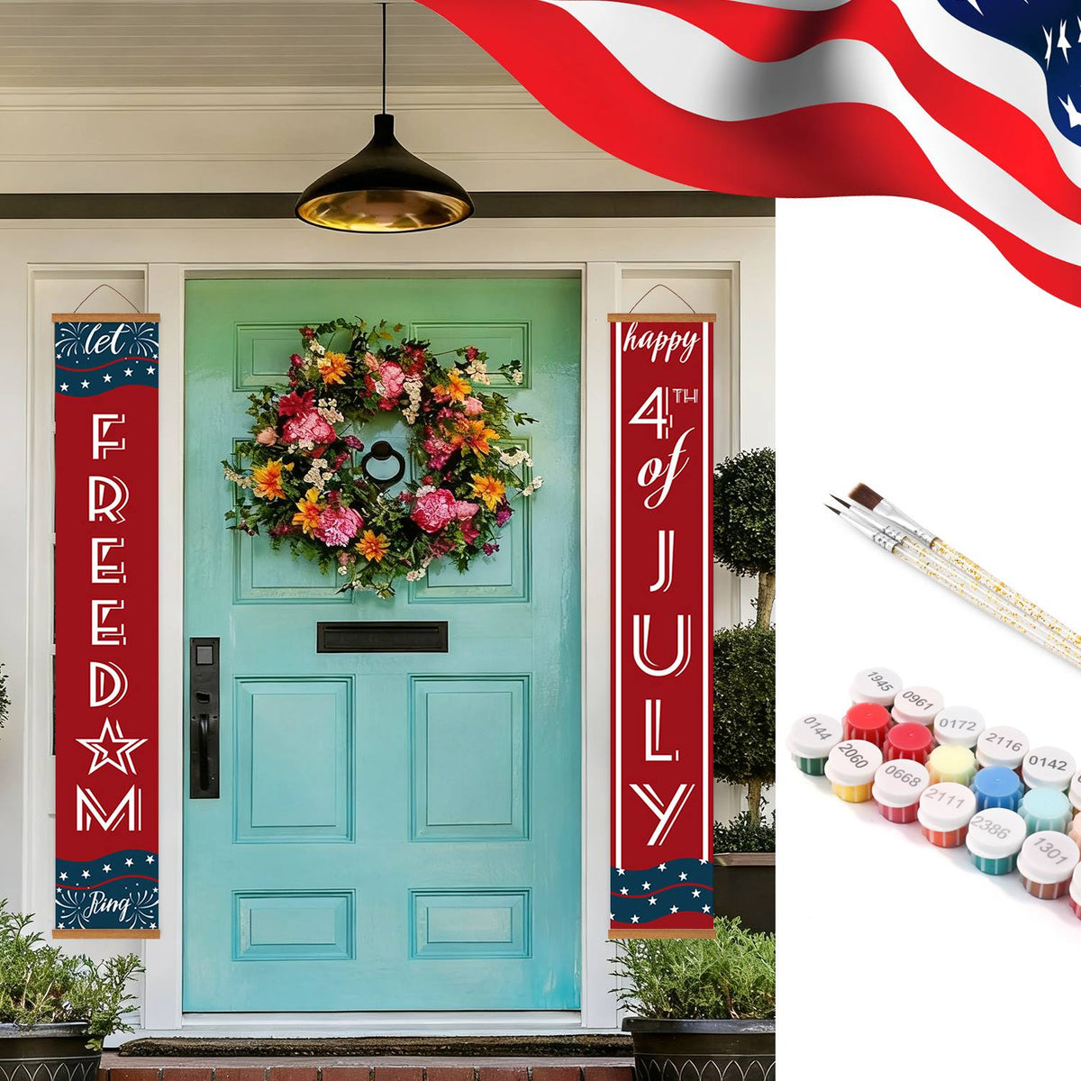 Red and Blue Fourth of July (Paint by Numbers Door Banners)