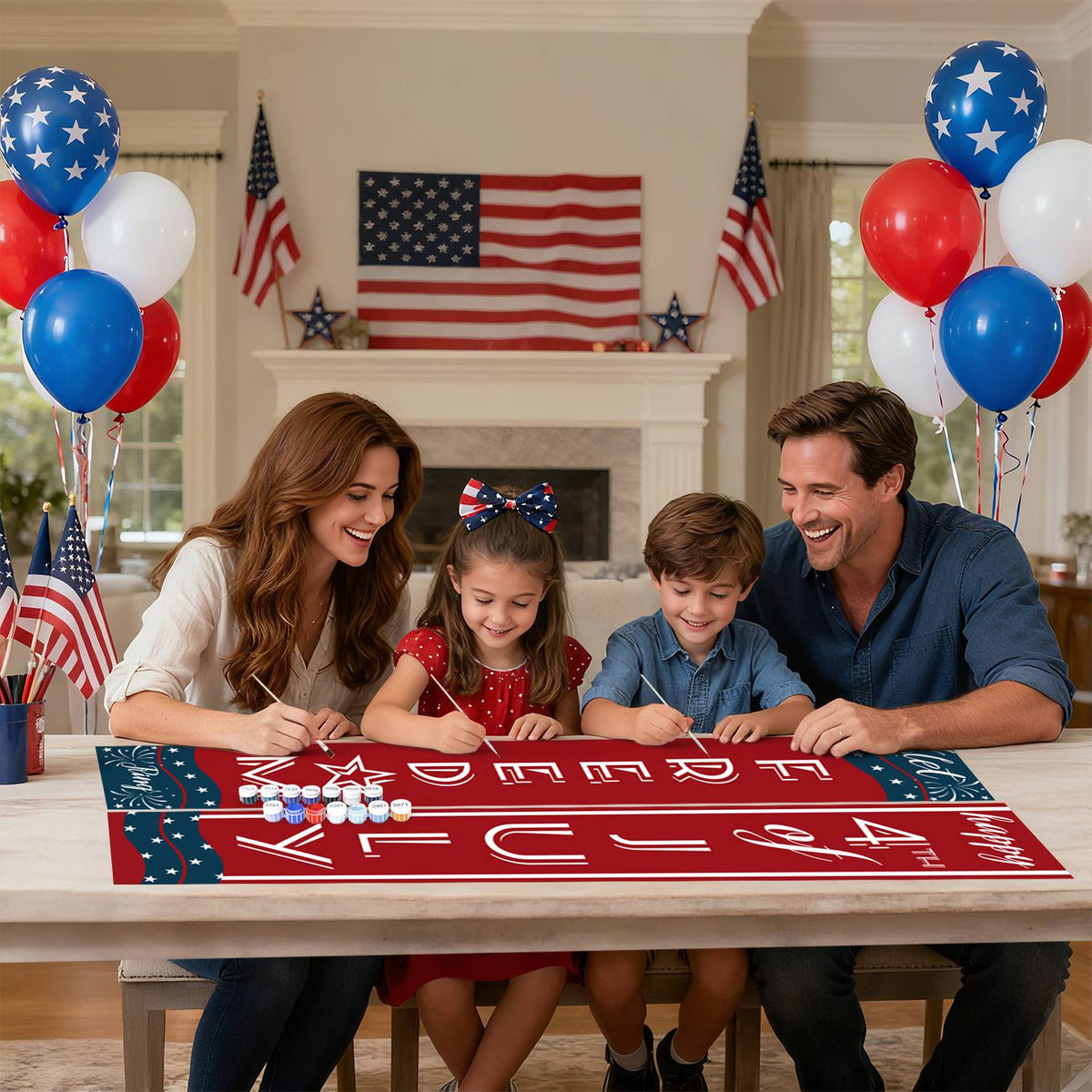 Red and Blue Fourth of July (Paint by Numbers Door Banners)