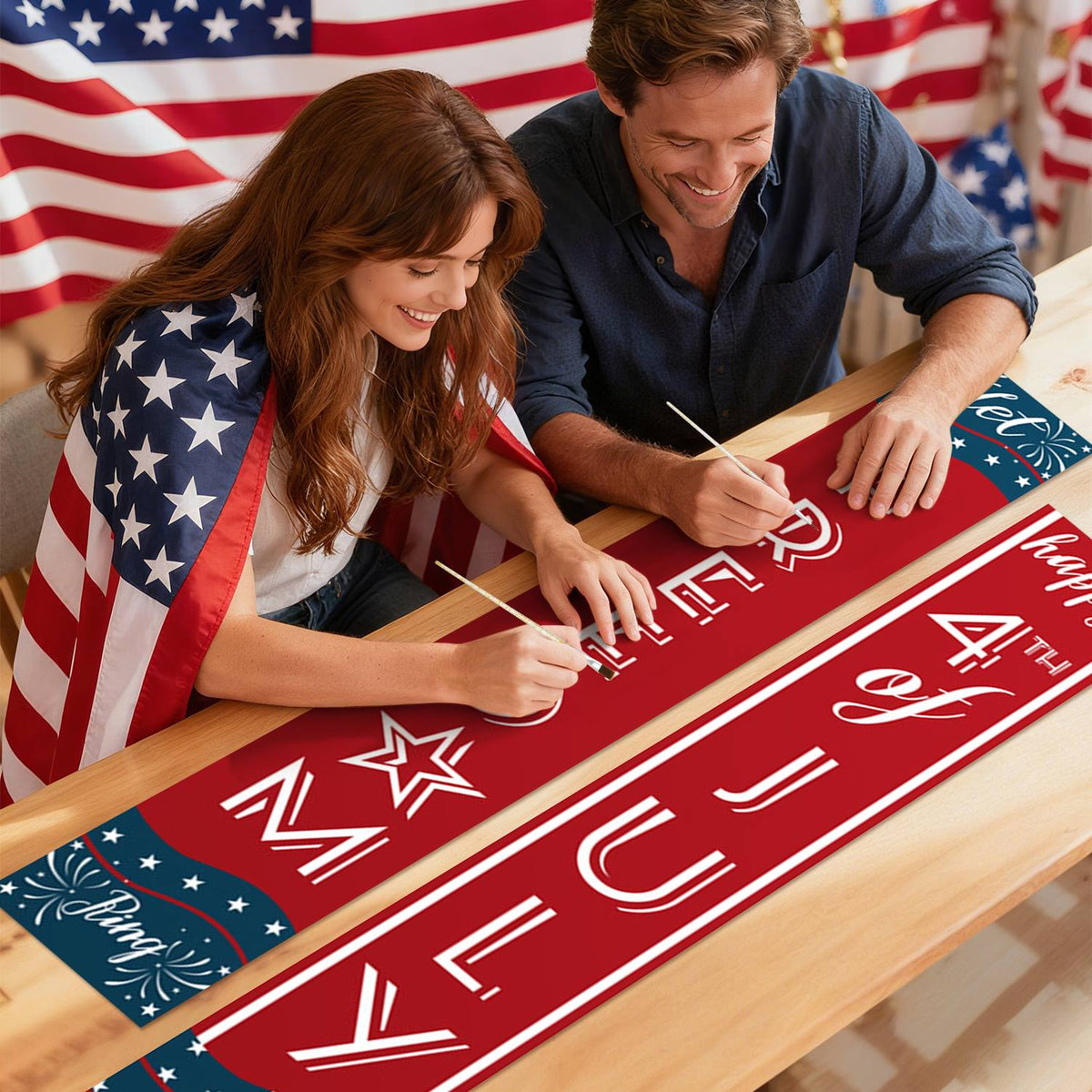 Red and Blue Fourth of July (Paint by Numbers Door Banners)