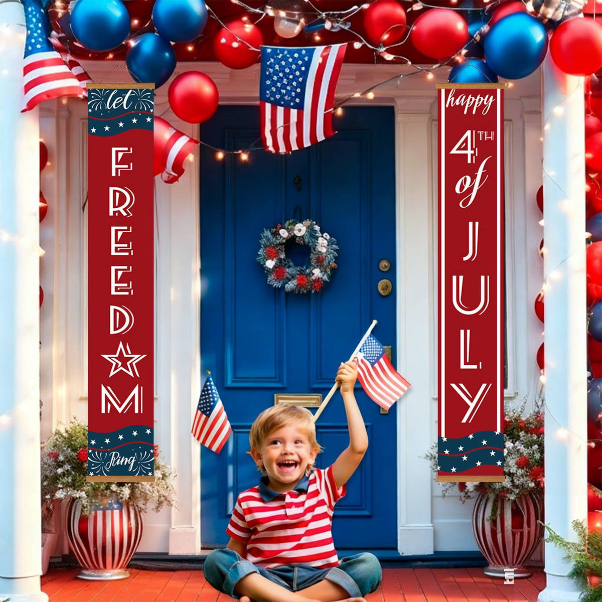 Red and Blue Fourth of July (Paint by Numbers Door Banners)