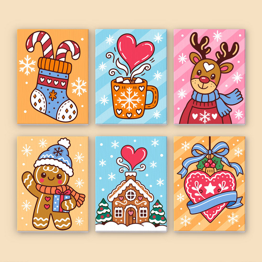 Folk Heart Gingerbread and Cocoa (Mini Paint by Numbers)