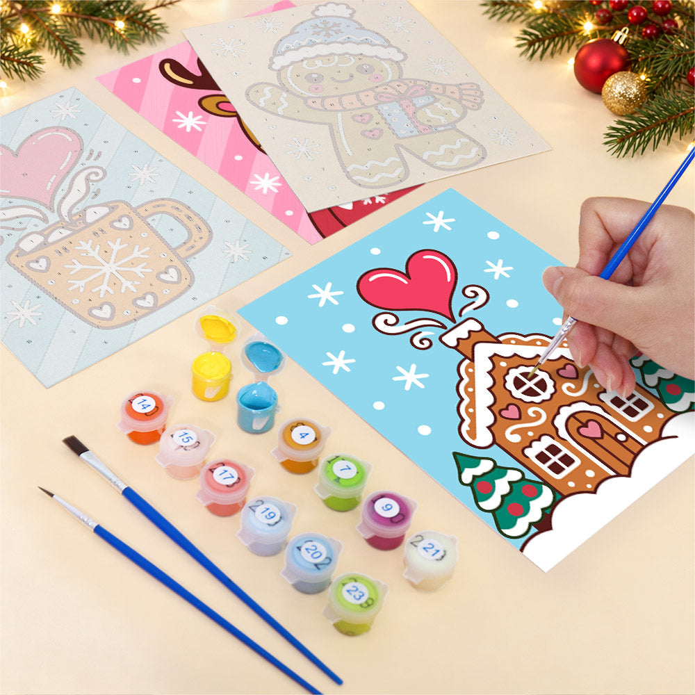 Folk Heart Gingerbread and Cocoa (Mini Paint by Numbers)