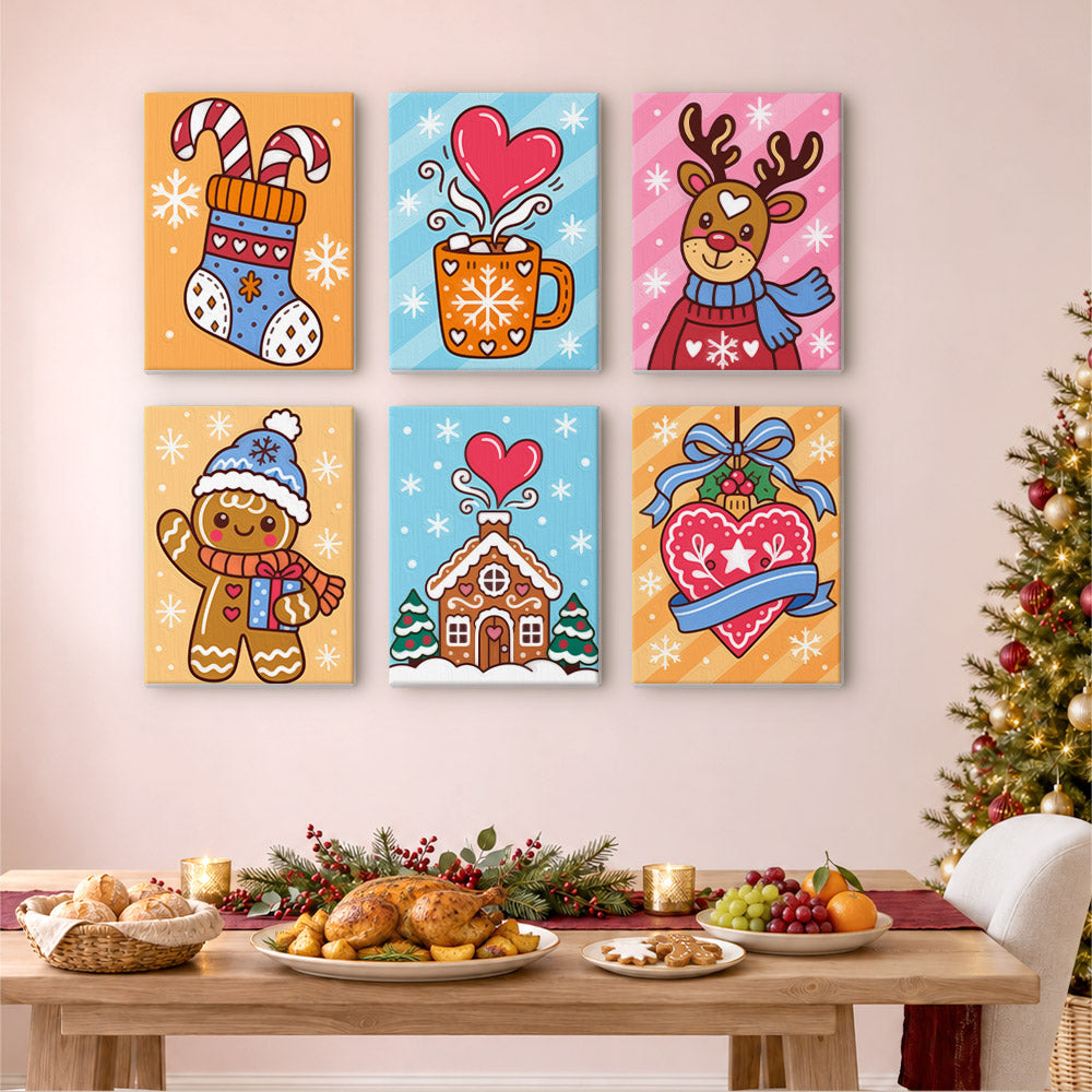 Folk Heart Gingerbread and Cocoa (Mini Paint by Numbers)