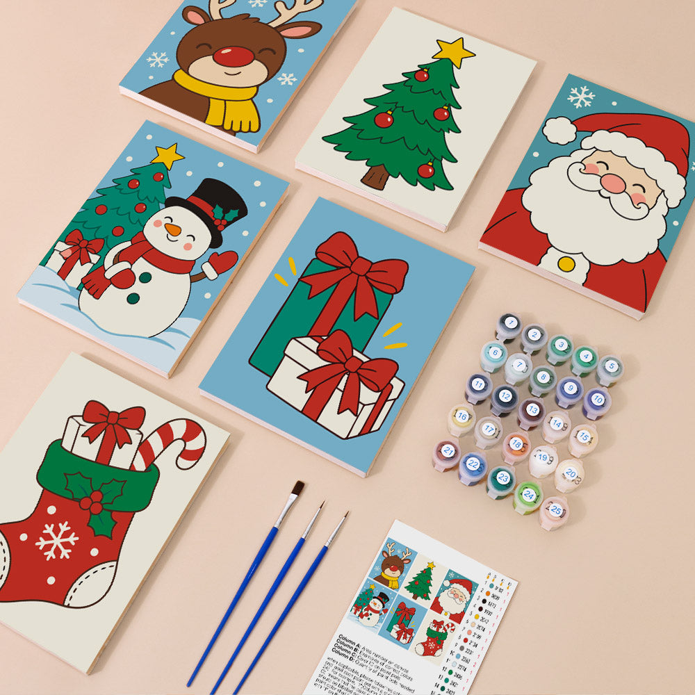 Bold Cartoon Santa and Snowman (Mini Paint by Numbers)