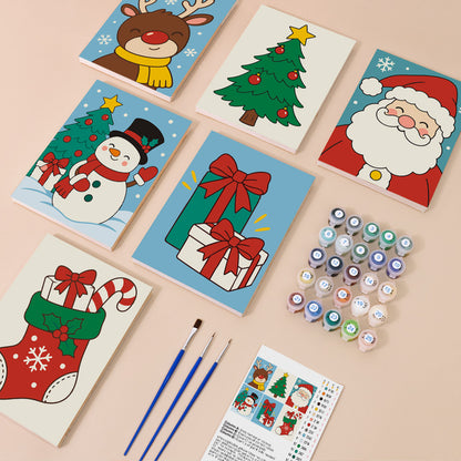 Bold Cartoon Santa and Snowman (Mini Paint by Numbers)