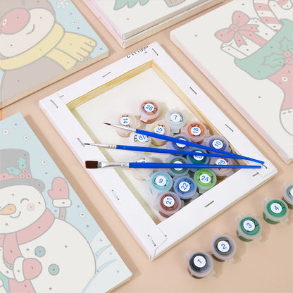 Bold Cartoon Santa and Snowman (Mini Paint by Numbers)