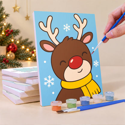 Bold Cartoon Santa and Snowman (Mini Paint by Numbers)
