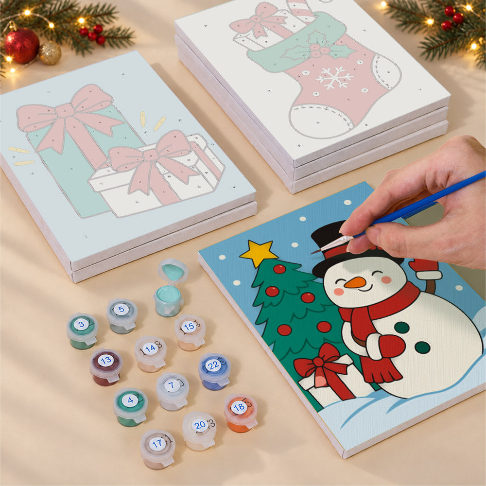 Bold Cartoon Santa and Snowman (Mini Paint by Numbers)