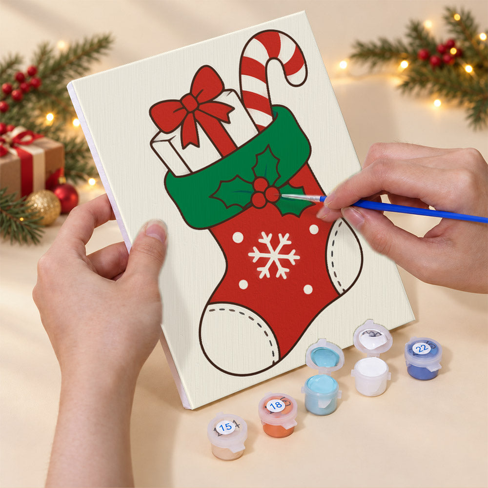 Bold Cartoon Santa and Snowman (Mini Paint by Numbers)