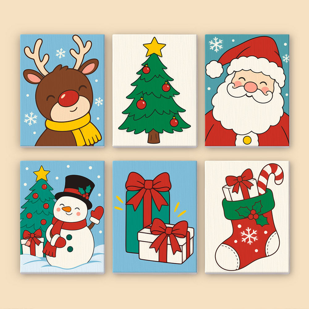 Bold Cartoon Santa and Snowman (Mini Paint by Numbers)
