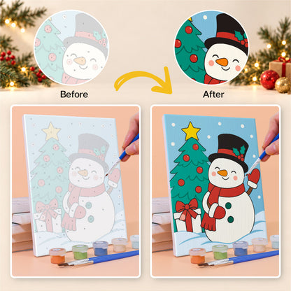 Bold Cartoon Santa and Snowman (Mini Paint by Numbers)