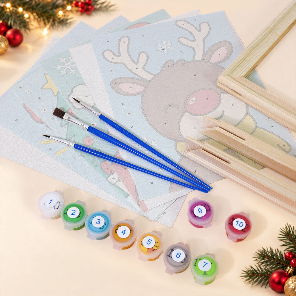 Bold Cartoon Santa and Snowman (Mini Paint by Numbers)
