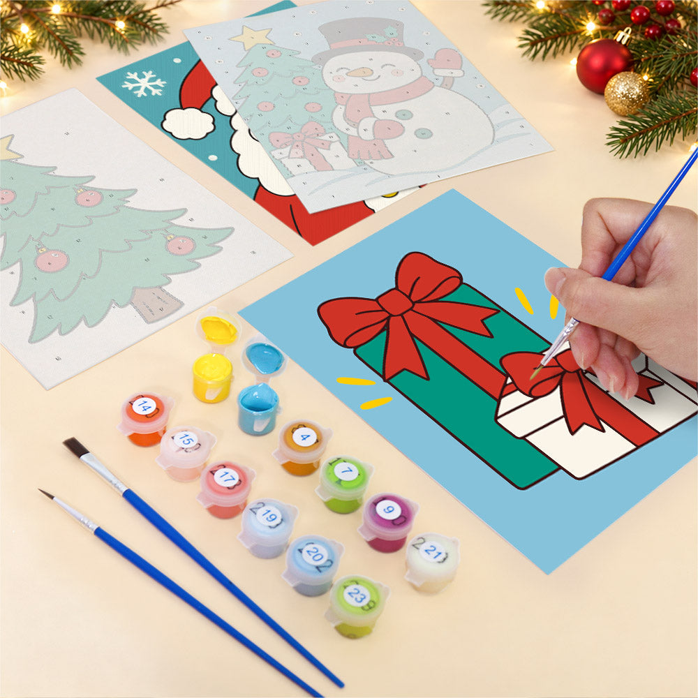 Bold Cartoon Santa and Snowman (Mini Paint by Numbers)