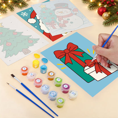 Bold Cartoon Santa and Snowman (Mini Paint by Numbers)