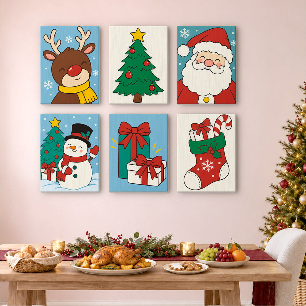 Bold Cartoon Santa and Snowman (Mini Paint by Numbers)