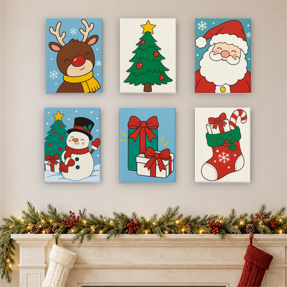 Bold Cartoon Santa and Snowman (Mini Paint by Numbers)