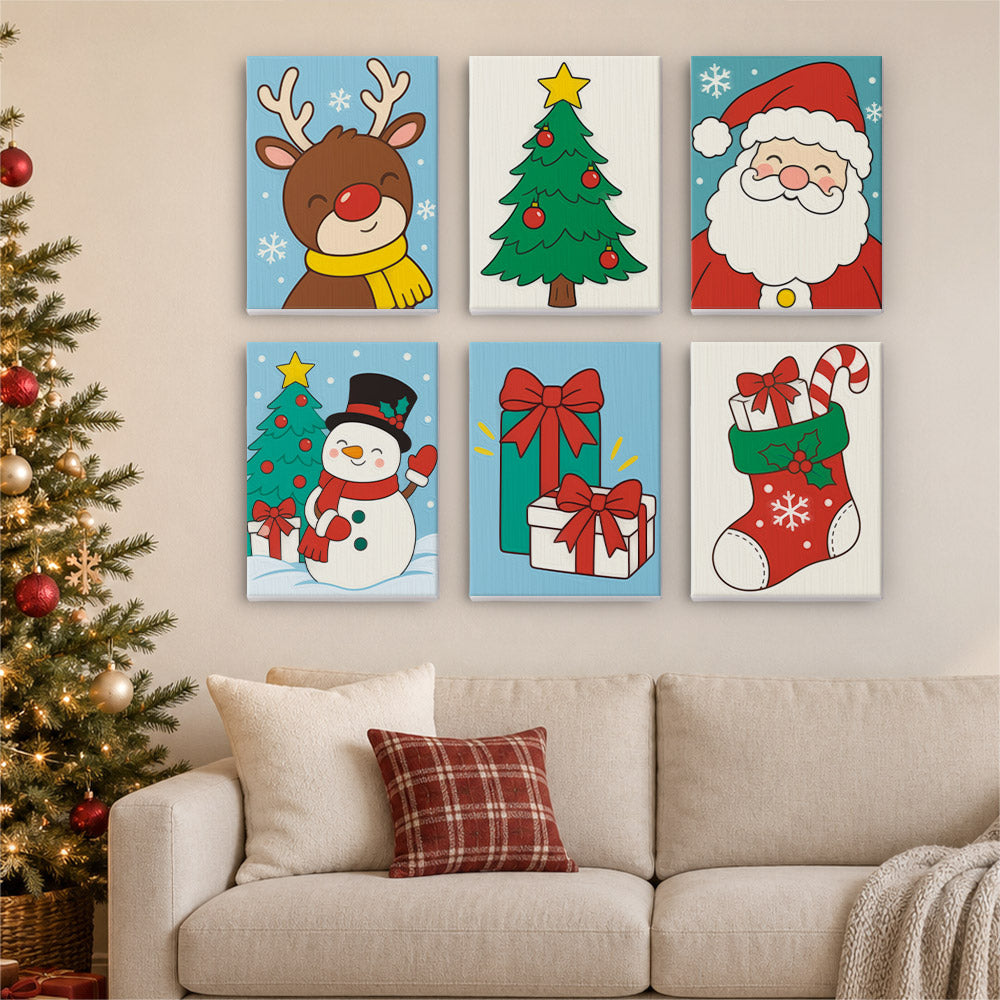 Bold Cartoon Santa and Snowman (Mini Paint by Numbers)