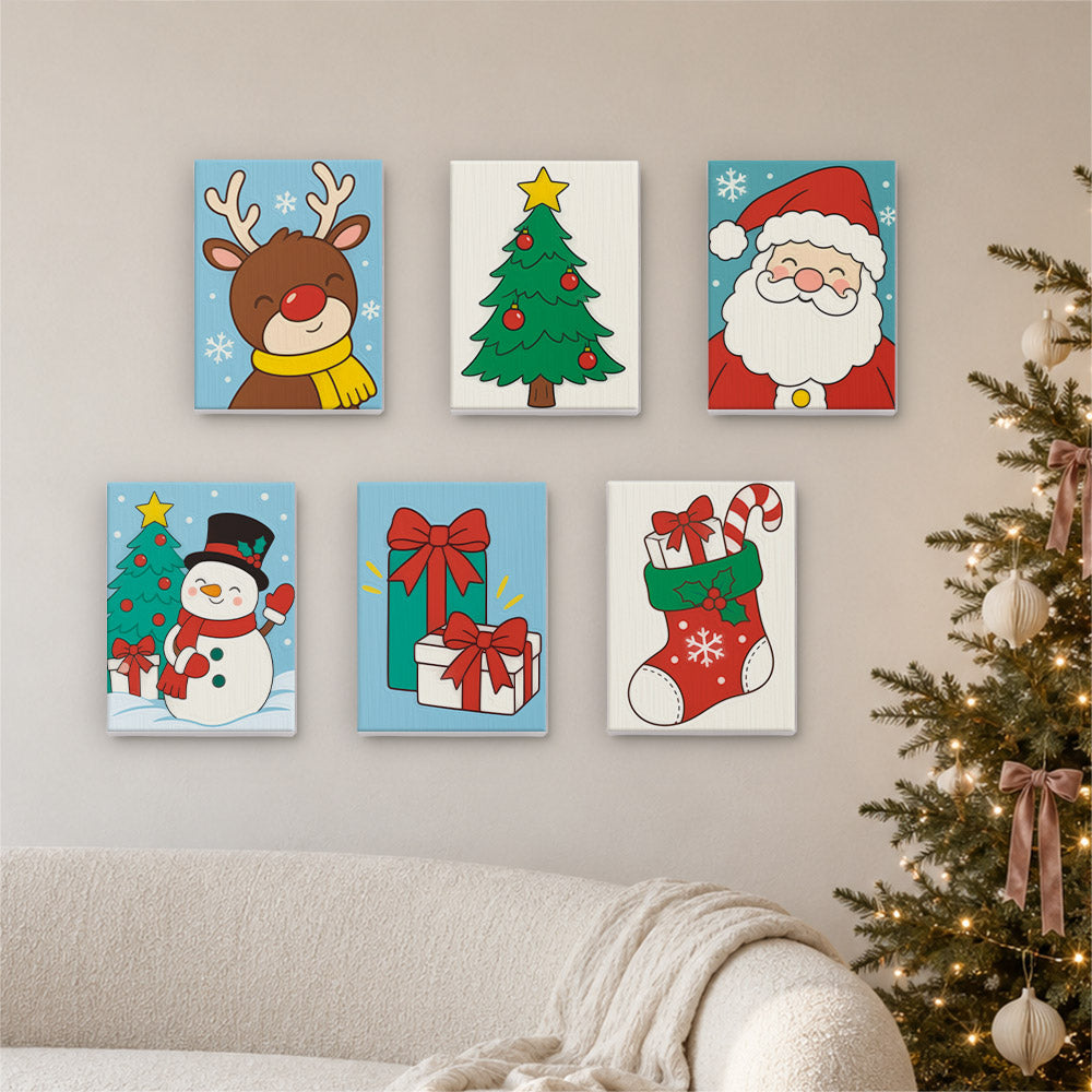 Bold Cartoon Santa and Snowman (Mini Paint by Numbers)