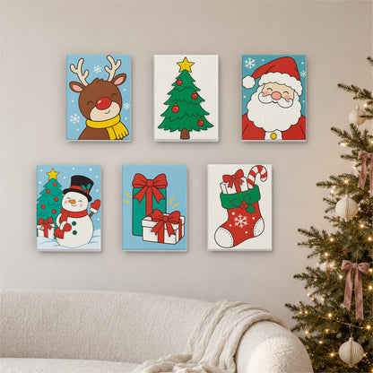 Bold Cartoon Santa and Snowman (Mini Paint by Numbers)