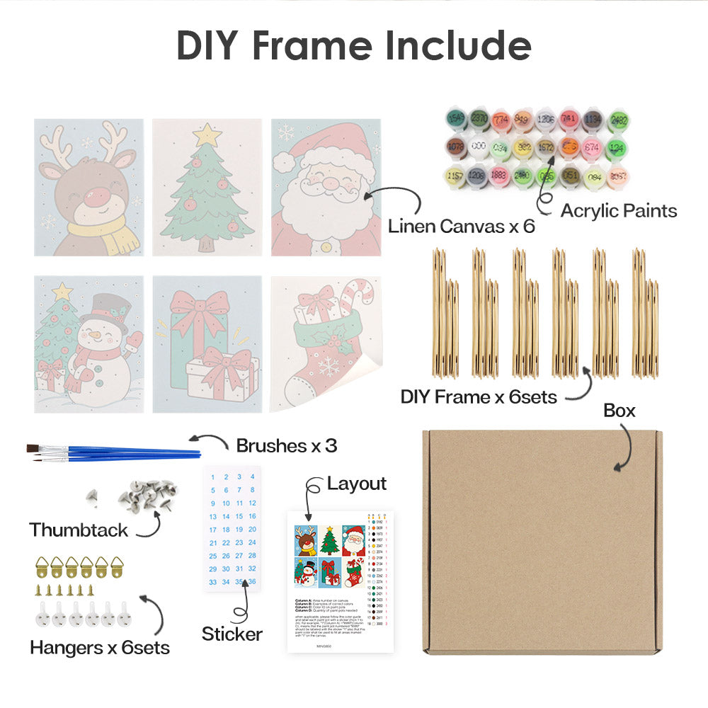 Bold Cartoon Santa and Snowman (Mini Paint by Numbers)