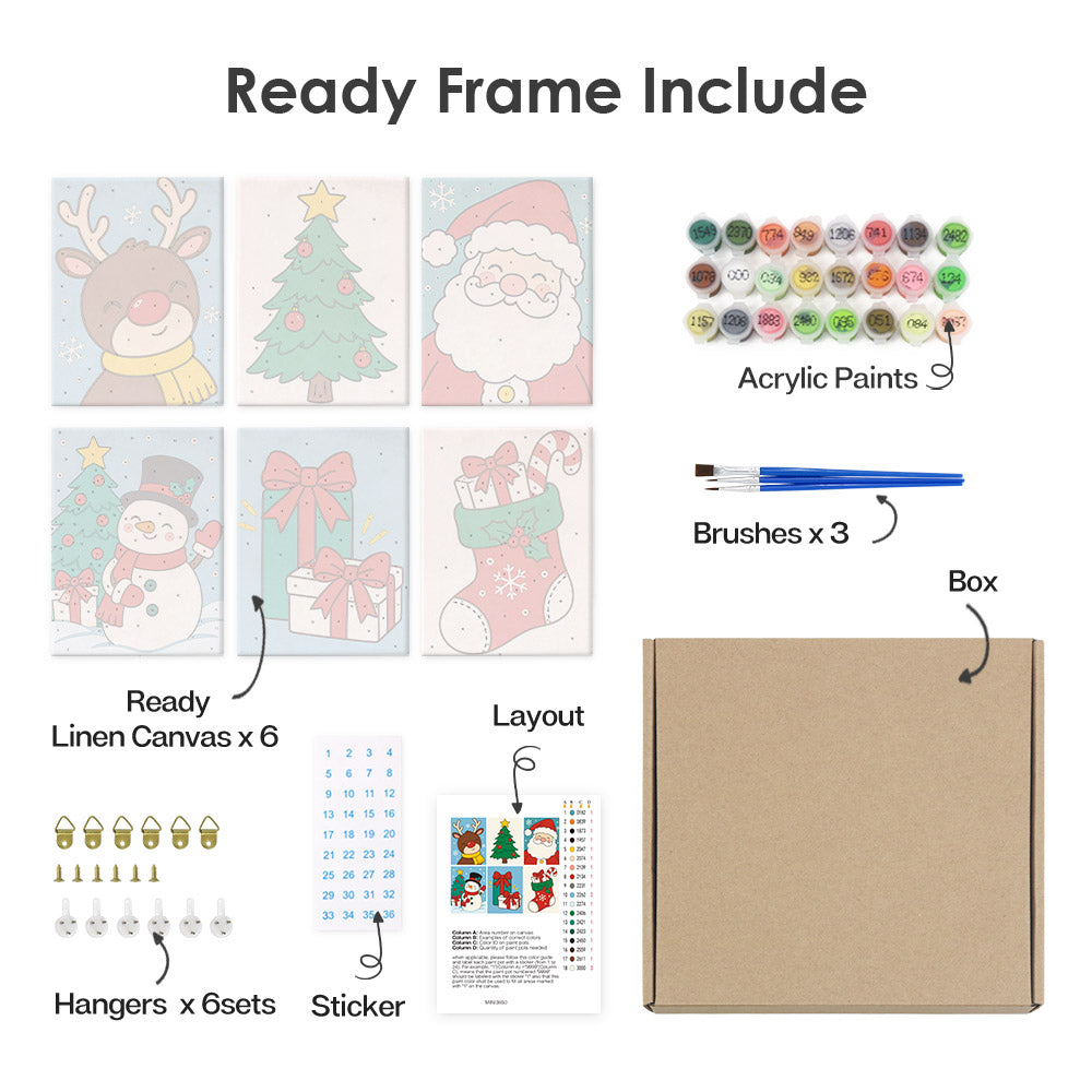 Bold Cartoon Santa and Snowman (Mini Paint by Numbers)