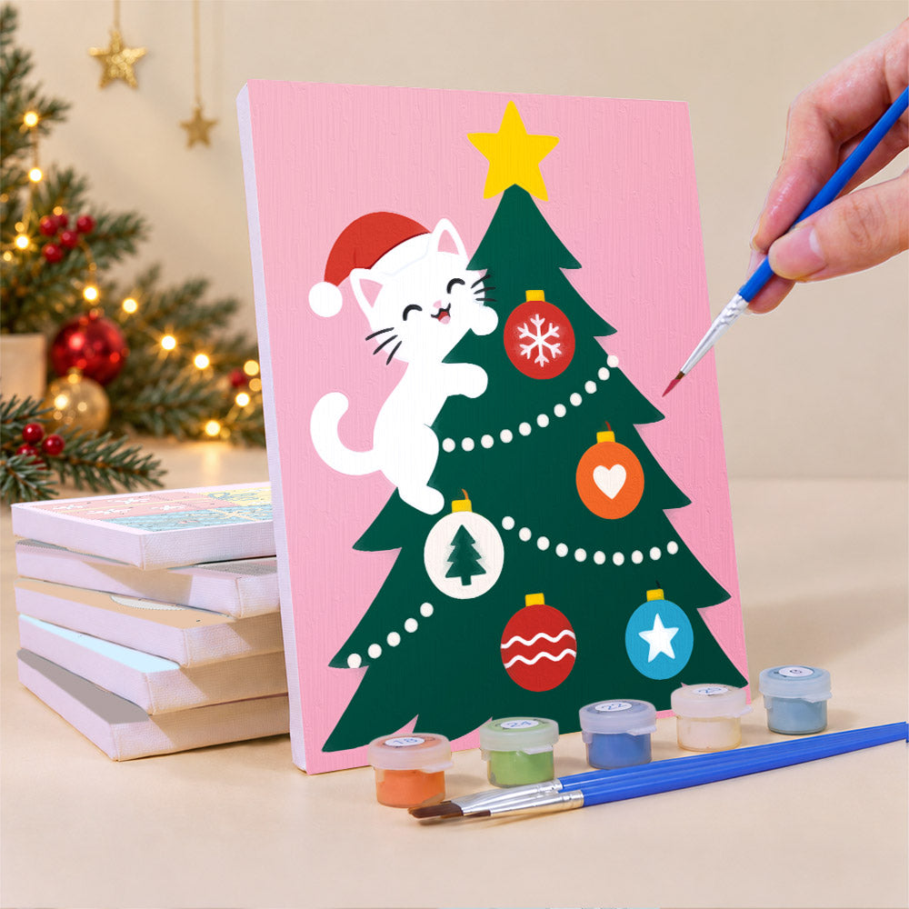 Tree-Climbing Cat and Ski Gondola (Mini Paint by Numbers)