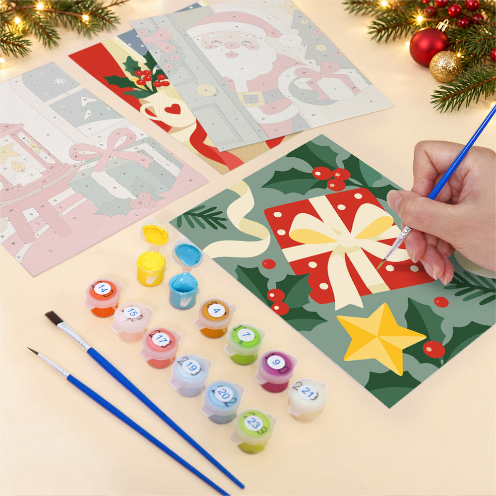 Lantern, Mittens and Gold Stars (Mini Paint by Numbers)