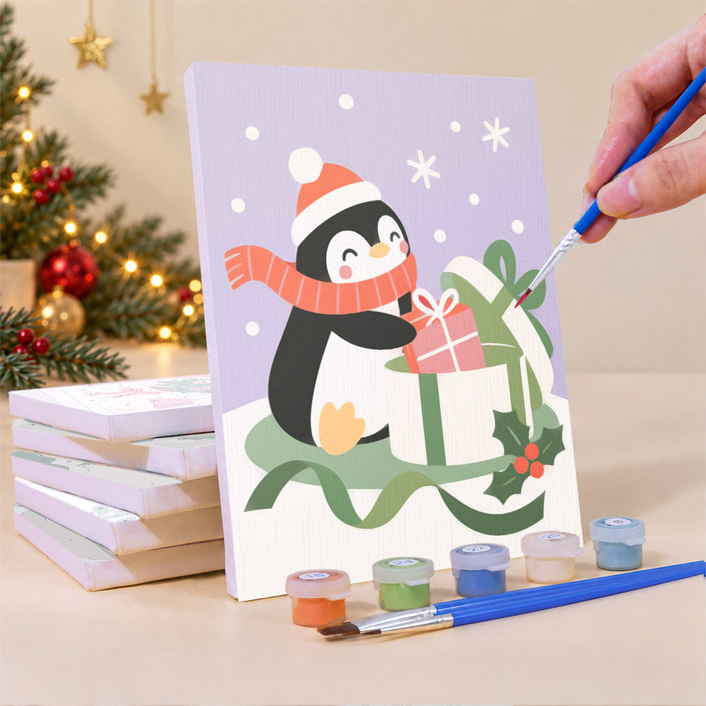 Lavender Snowman on Skis (Mini Paint by Numbers)