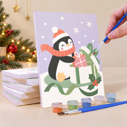 Lavender Snowman on Skis (Mini Paint by Numbers)